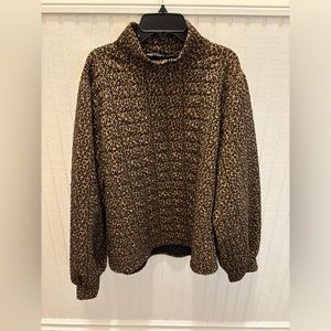 Zara Mock Neck Cheetah Print Sweater